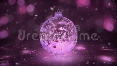 圣诞旋转粉红冰杯紫雪彩色花瓣背景环